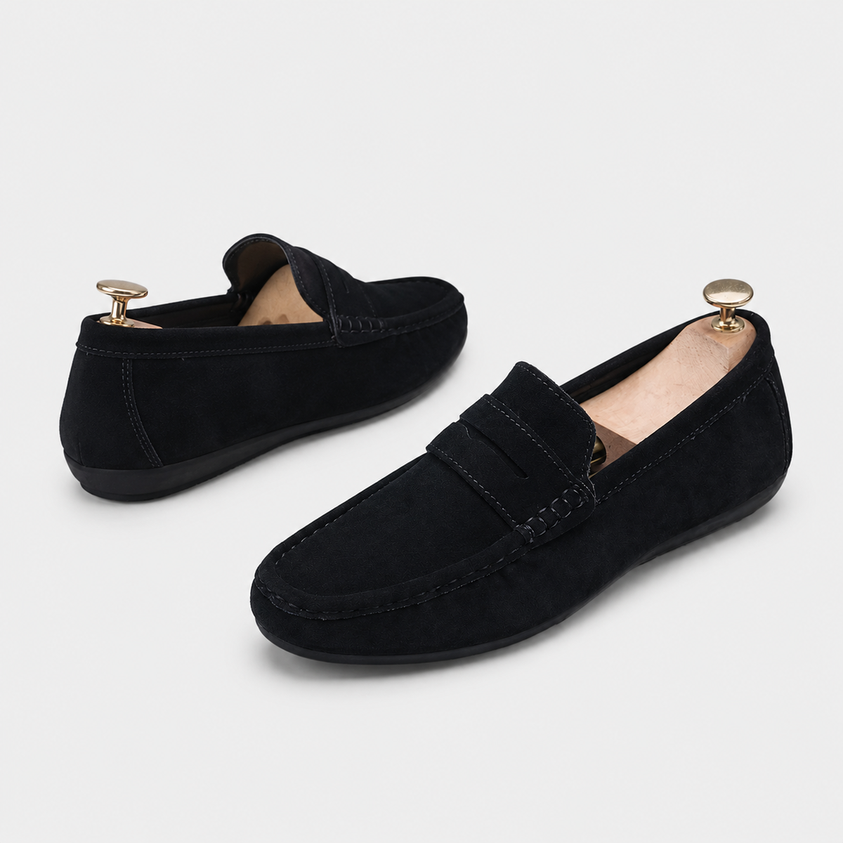 Mocassin Homme En Daim Noir