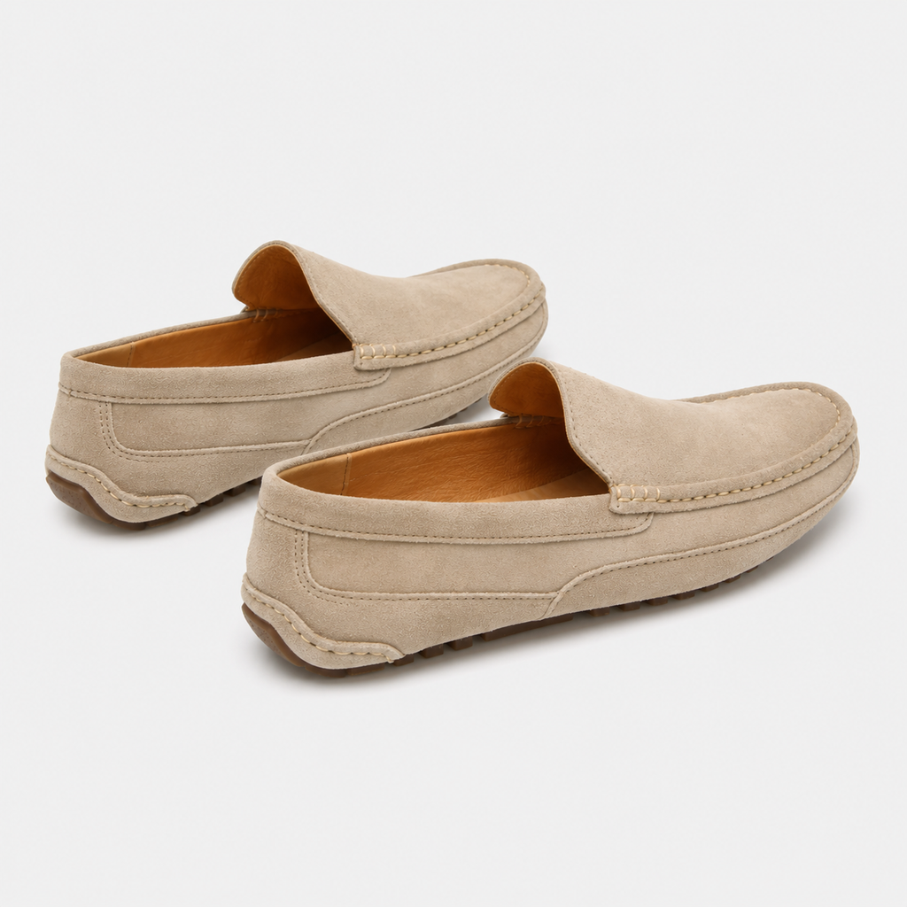 Mocassin Homme Daim Beige Confort
