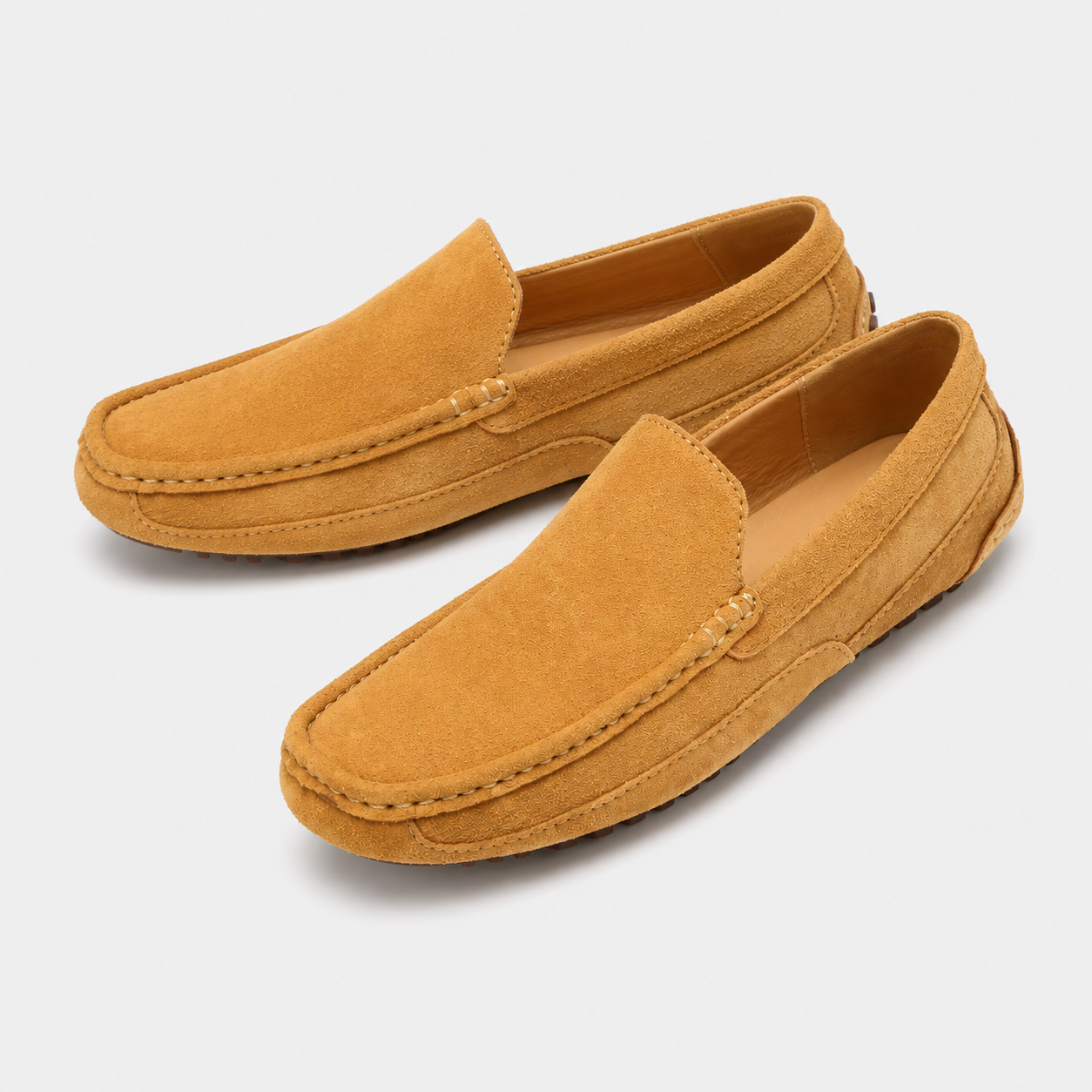 Mocassins En Daim Véritable Marron Pour Homme