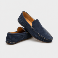 Mocassin En Daim Bleu Marine
