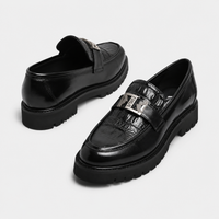 Mocassin Compensé En Cuir Noir Pour Homme