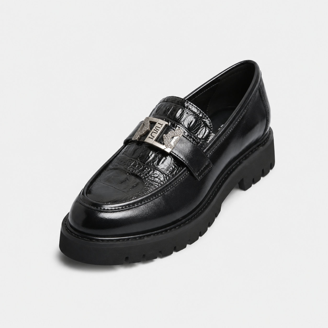 Mocassin Compensé En Cuir Noir Pour Homme