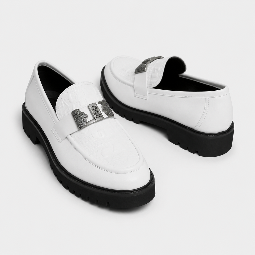Mocassin Compensé En Cuir Blanc Pour Homme