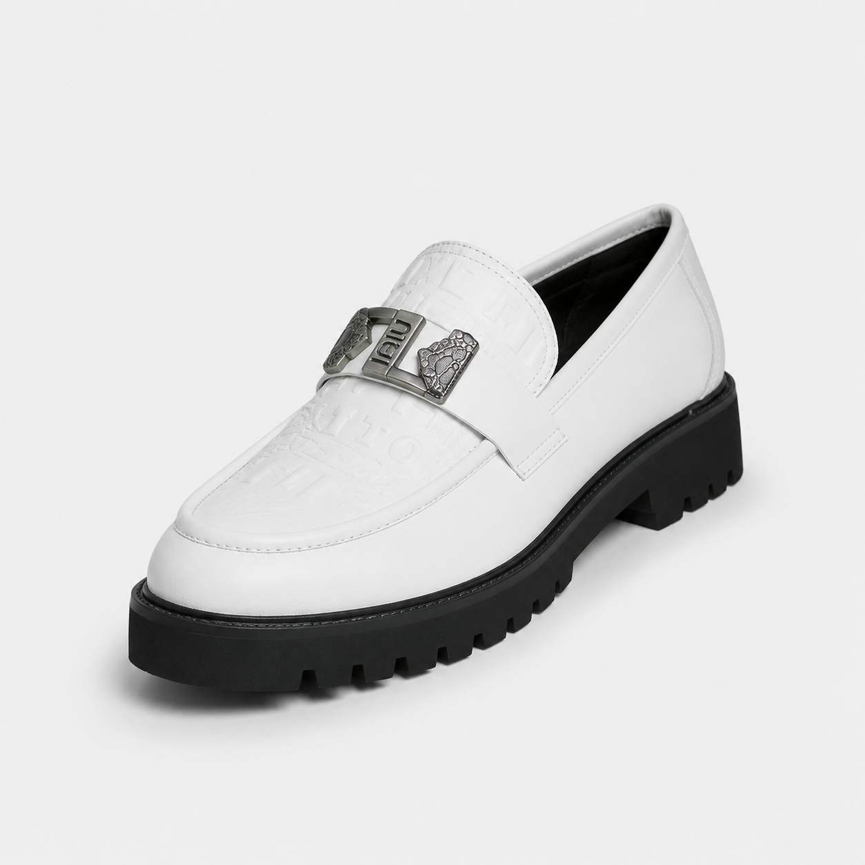 Mocassin Compensé En Cuir Blanc Pour Homme