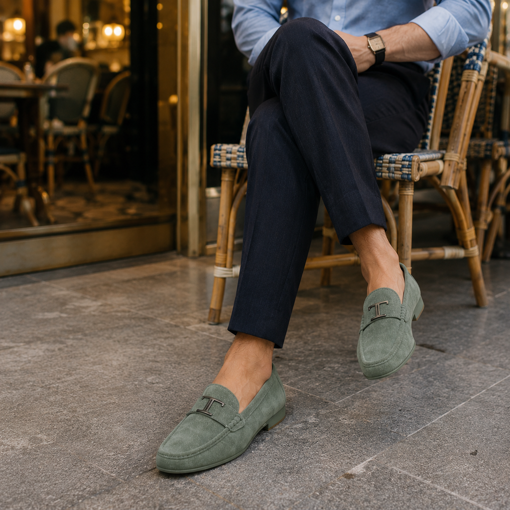 Mocassins Homme Vert De Costume