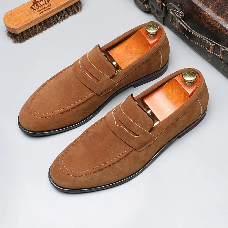 Mocassins Homme Noir En Daim Classique