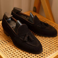 Mocassin En Dain À Gland Noir Foncé Talon Homme