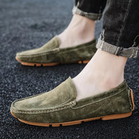 Mocassins Homme En Daim Vert