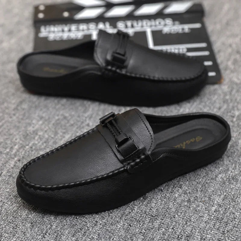 Chausson Mocassin Mule Ouvert Marron