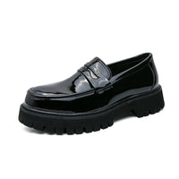 Mocassin Plateforme En Cuir Noir Mat Pour Homme