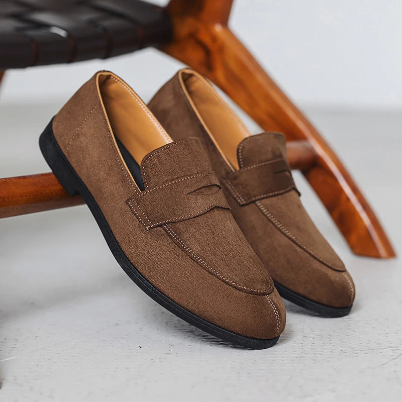 Mocassin Homme Cuir Noir Talon