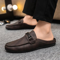 Chausson Mocassin Mule Ouvert Marron