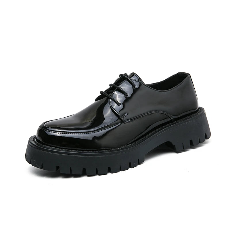 Mocassin Plateforme En Cuir Noir Mat Pour Homme