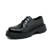 Mocassin Plateforme En Cuir Noir Mat Pour Homme