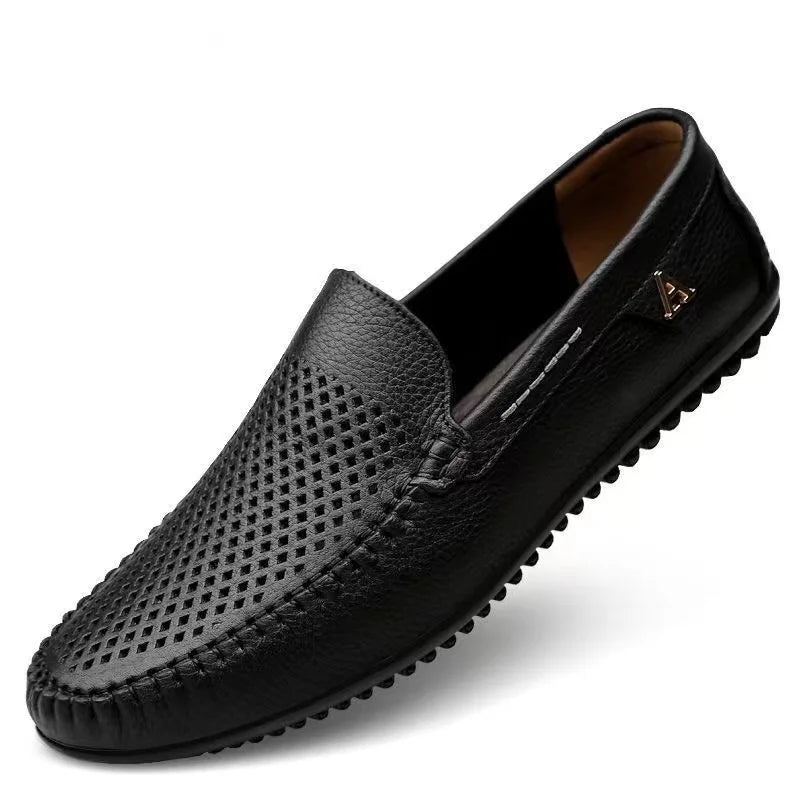 Mocassins Noir Souples En Cuir Synthétique