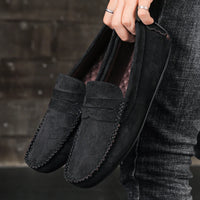 Mocassin Homme Vert En Daim Décontracté