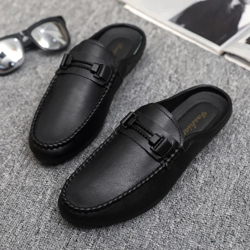Chausson Mocassin Mule Ouvert Noir