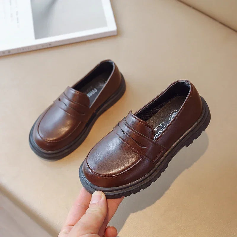 Mocassin Cuir Marron Garçon Talon