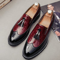Mocassins Formelle Bordeau En Cuir Véritable Pour Homme