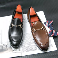 Mocassin Cuir Noir Avec Mors Doré Chic Homme