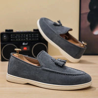 Mocassin Homme Gris À Gland En Daim