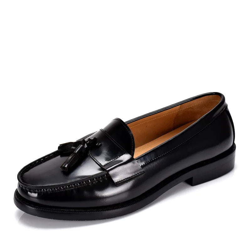 Mocassin Homme Cuir Noir Vernis À Talon