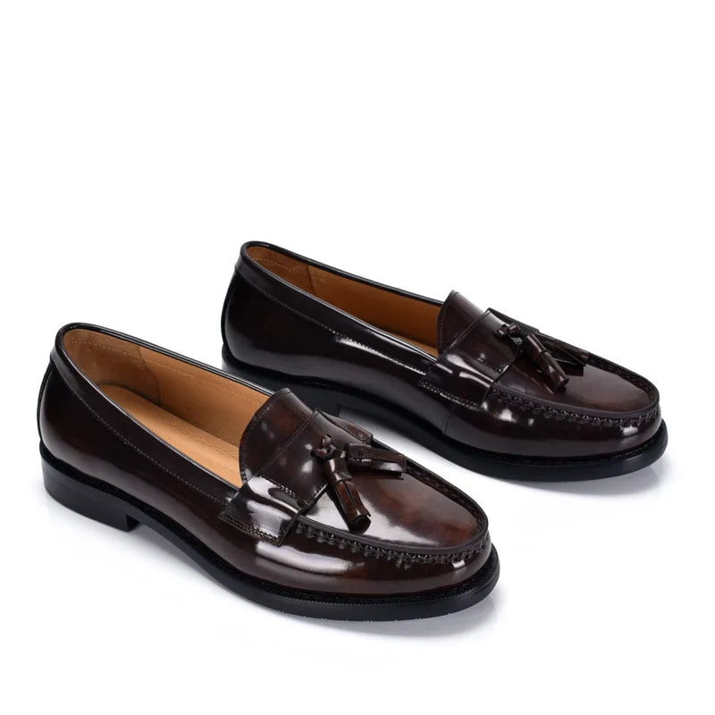 Mocassin Homme Cuir Noir Vernis À Talon