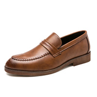 Mocassin En Cuir Marron Clair Vernis À Talon