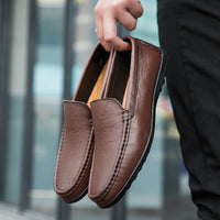 Mocassin En Cuir Véritable Marron Pour Bateau Homme