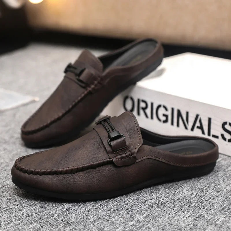 Chausson Mocassin Mule Ouvert Noir