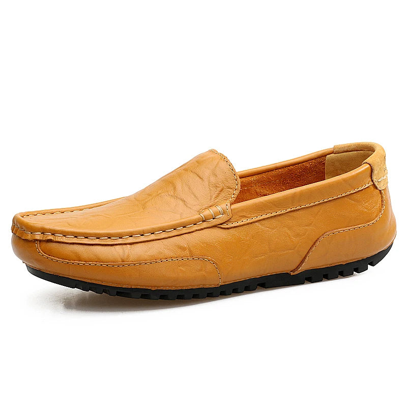Mocassin En Cuir Véritable Jaune Pour Bateau Homme