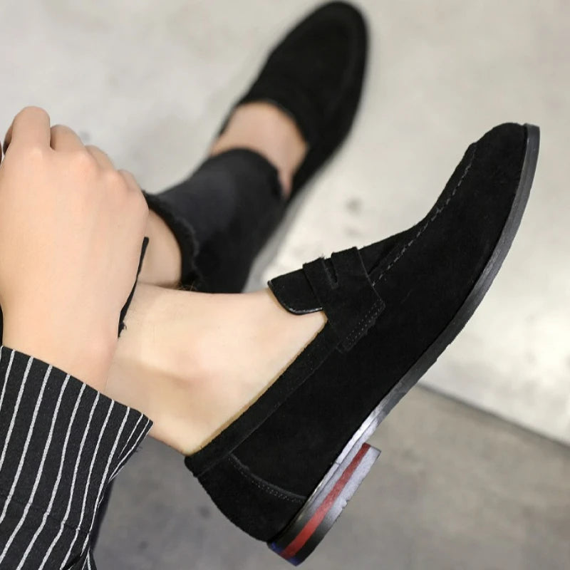 Mocassins Homme Vert En Daim Classique