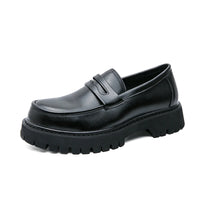 Mocassin Plateforme En Cuir Noir Mat Pour Homme