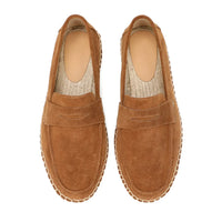 Mocassin Marron Compensé En Daim