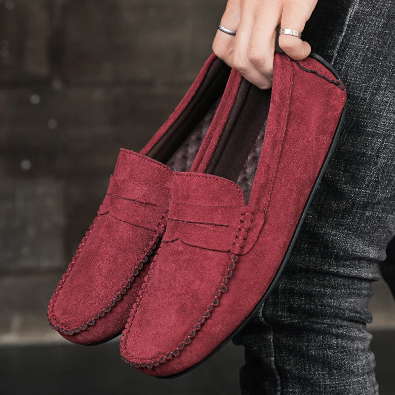 Mocassin Homme Marron En Daim Décontracté