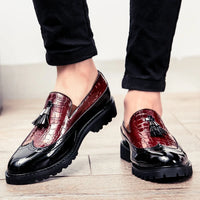 Mocassins Formelle Bordeau En Cuir Véritable Pour Homme