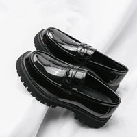 Mocassin Plateforme En Cuir Noir Mat Pour Homme