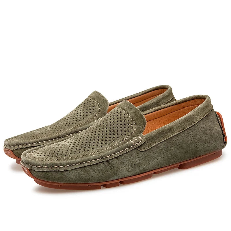 Mocassins Homme En Daim Vert