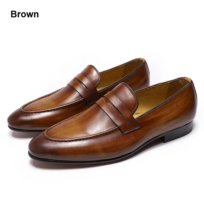 Mocassin En Cuir Vernis Noir Talon Homme