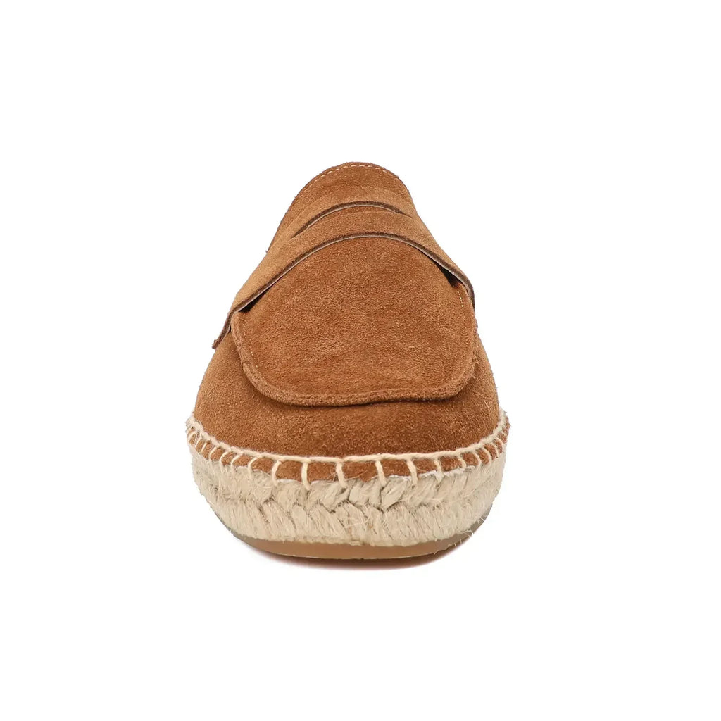 Mocassin Marron Compensé En Daim