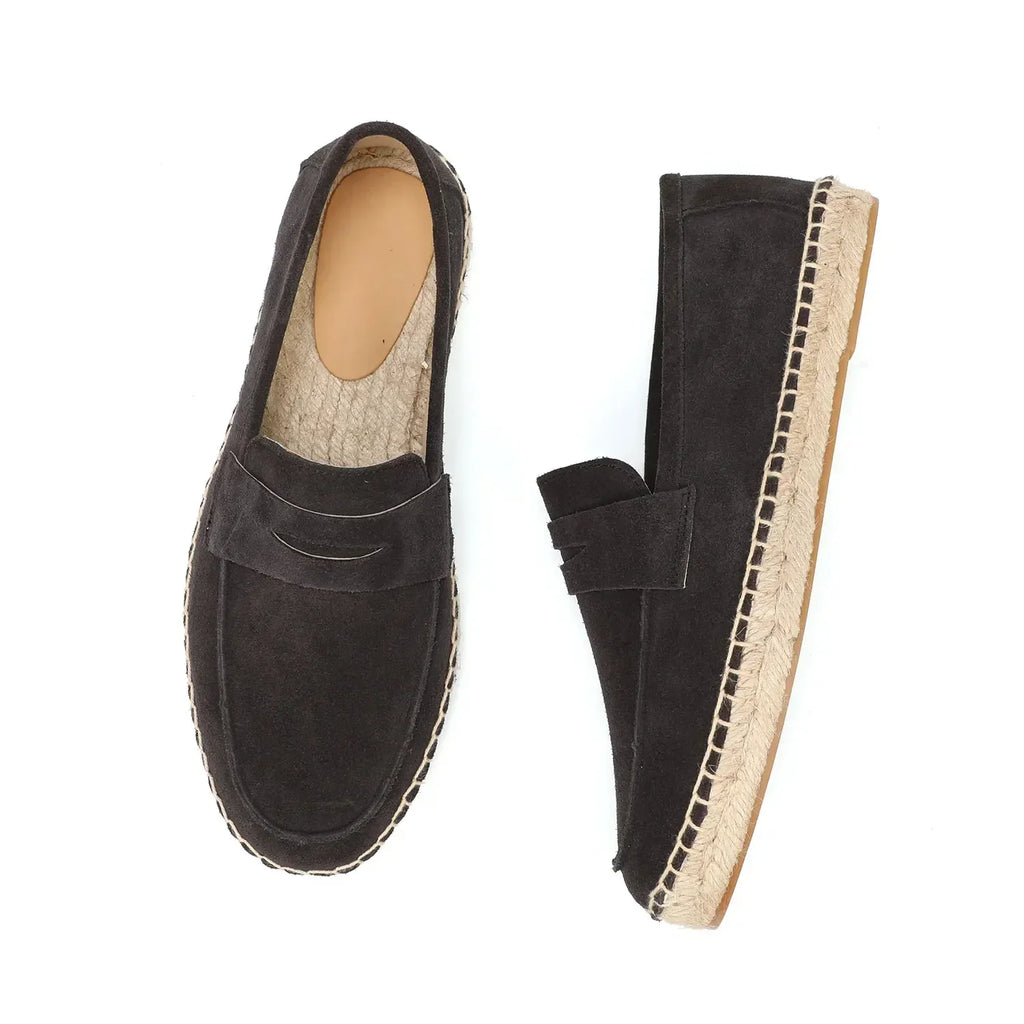 Mocassin Marron Compensé En Daim