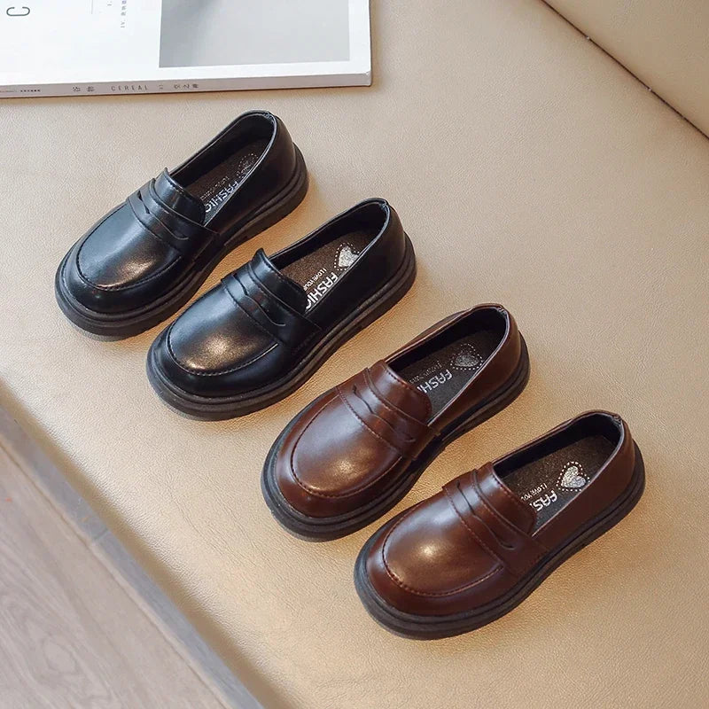 Mocassin Cuir Noir Garçon Talon