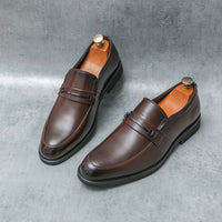Mocassin Homme Habillé En Cuir Véritable Marron