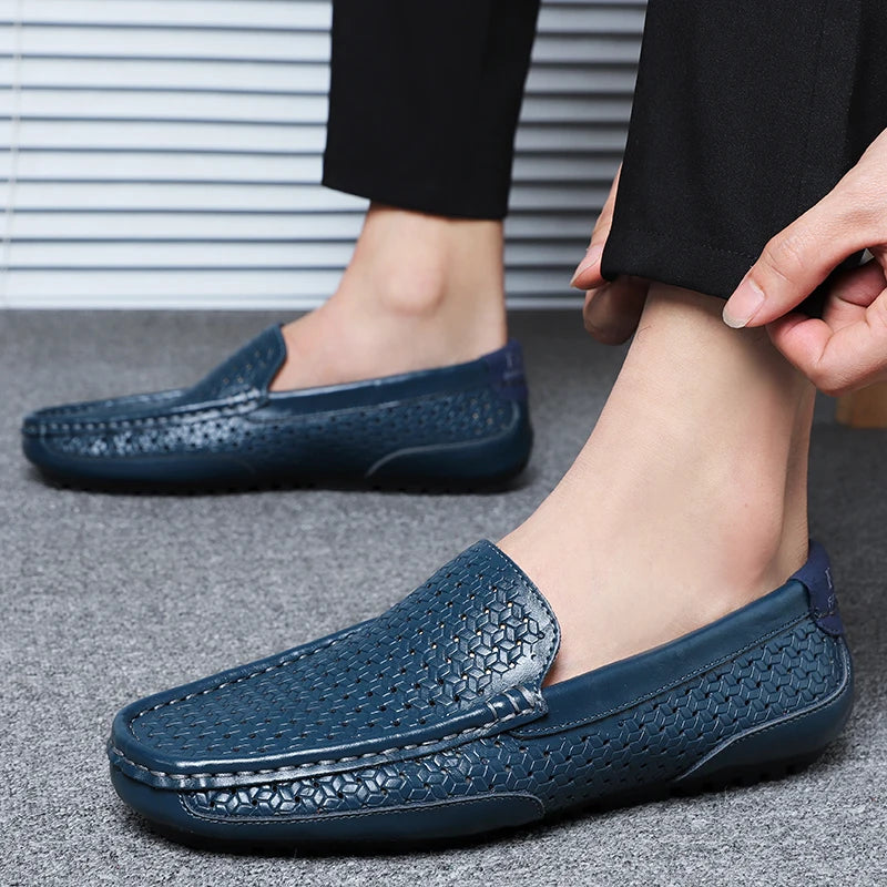 Mocassin En Cuir Véritable Jaune Pour Bateau Homme