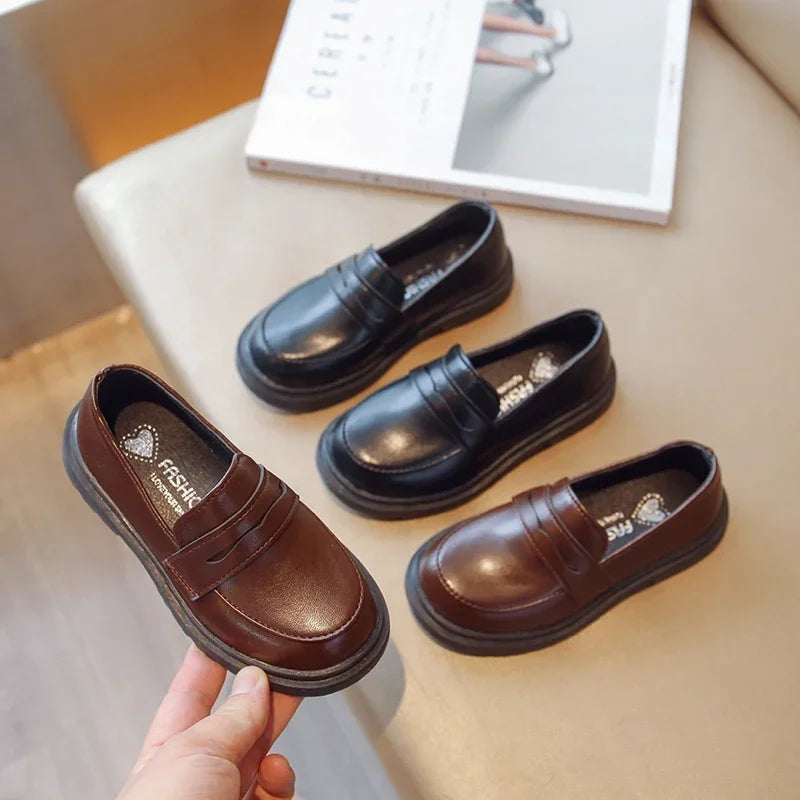 Mocassin Cuir Noir Garçon Talon