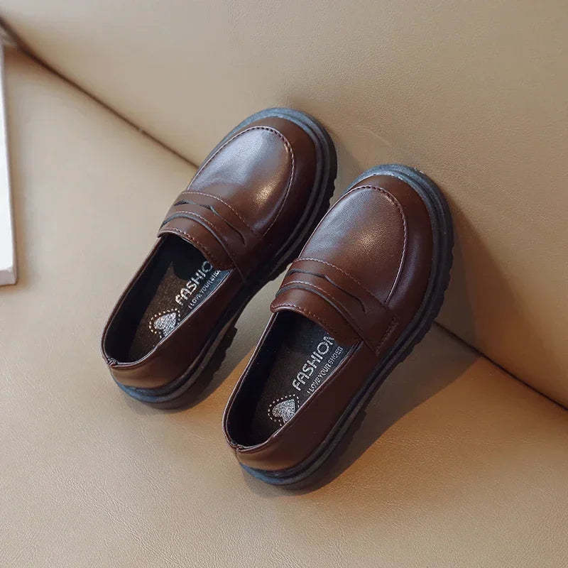 Mocassin Cuir Noir Garçon Talon