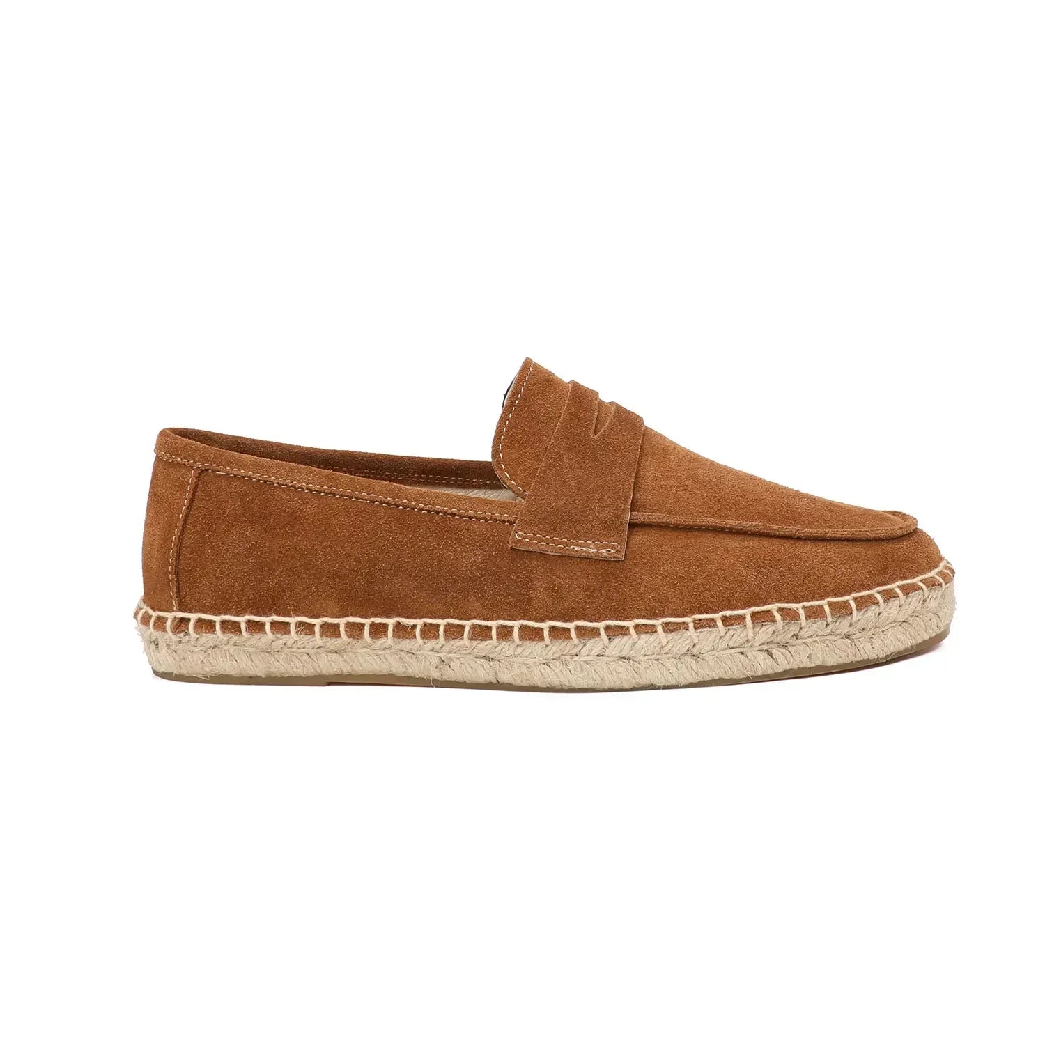 Mocassin Marron Compensé En Daim
