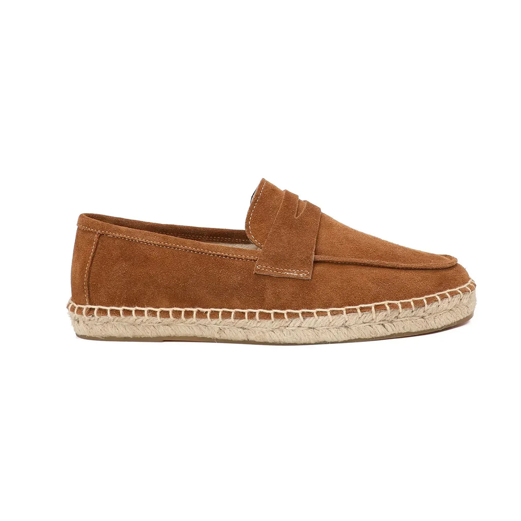 Mocassin Noir Compensé En Daim