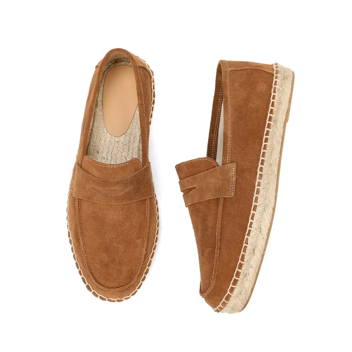 Mocassin Marron Compensé En Daim
