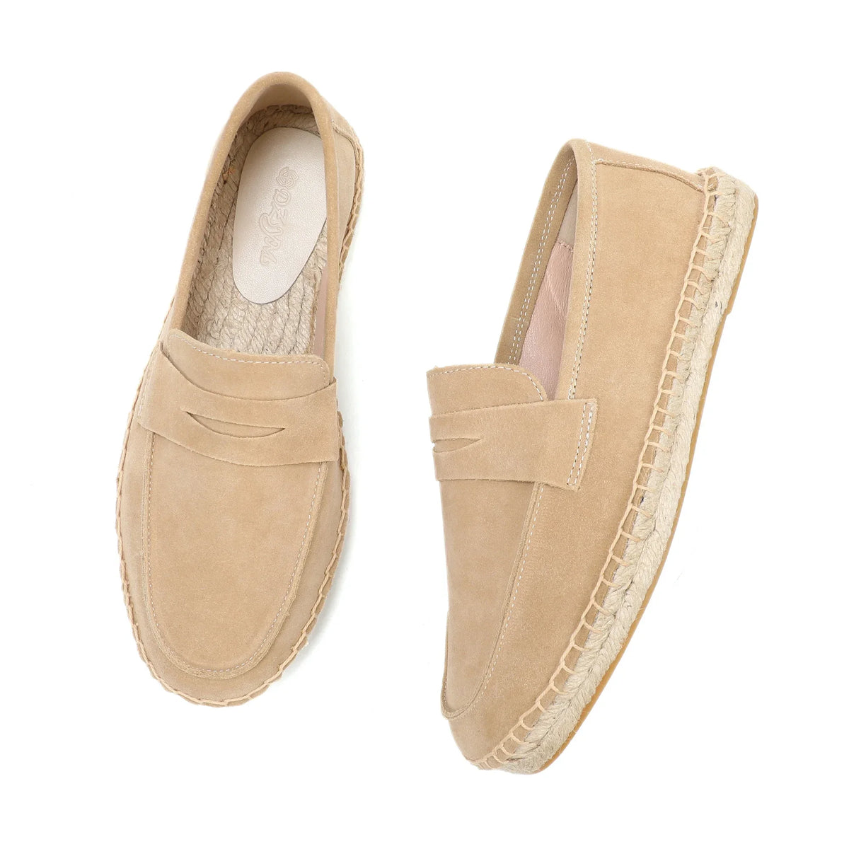 Mocassin Marron Compensé En Daim